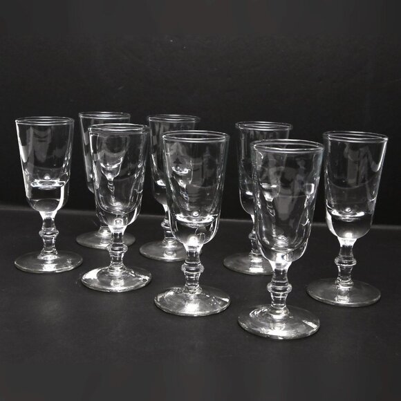 Vintage Steube Style Sherry Shot Glasses Footed Crystal Clear Set of 8 Holidays - Picture 10 of 11